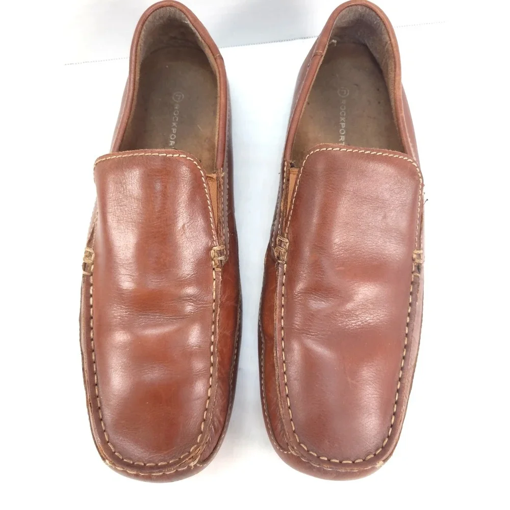 Rockport Mens Leather Loafers Brown Size 10M Slip On